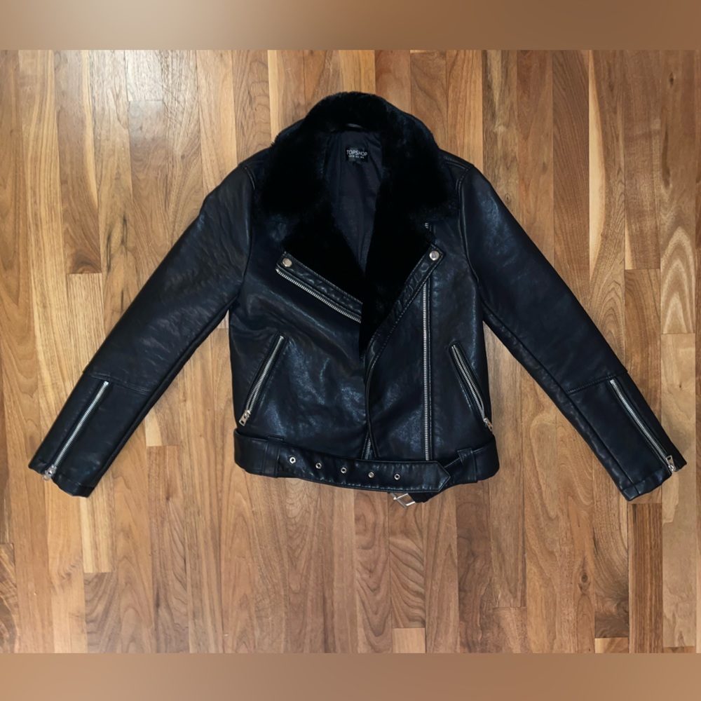 Topshop Biker Jacket in Black